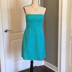 Max and Cleo Strapless Cotton Dress Baltic Blue